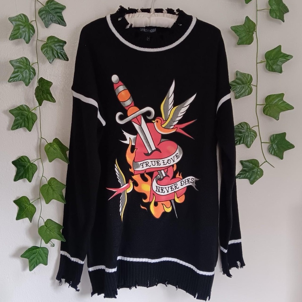 Current Mood Black Graphic Sweater